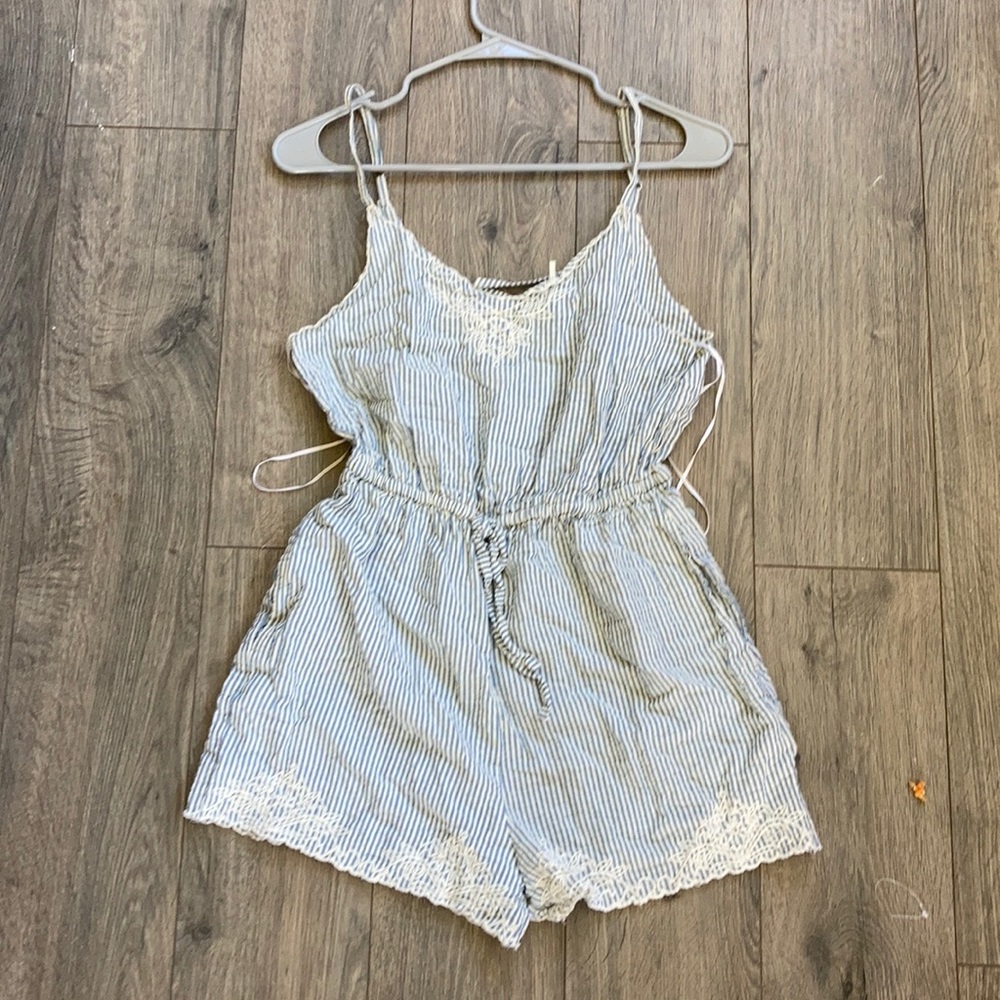 Blue and White Tank Romper